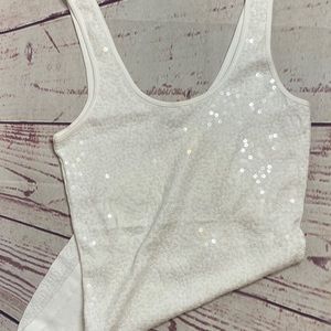 Sequin White tank top- Express
